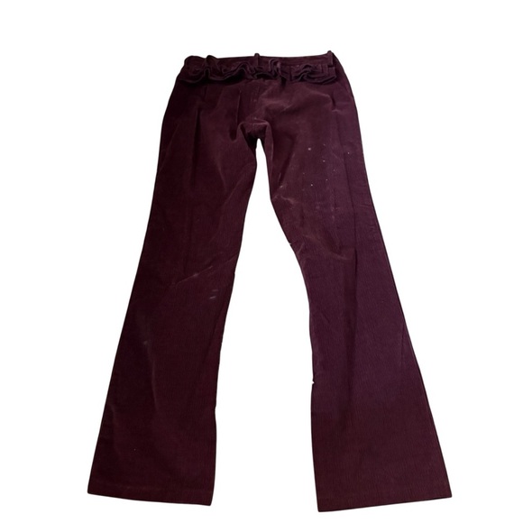 Paige Novick Burgundy Corduroy Pants NEW Sz 2 Ruffle Butt Bootcut Wide Leg - Picture 1 of 5
